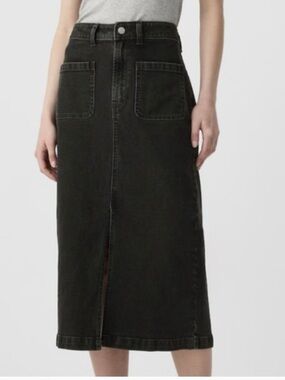 Gap Black Denim Midi Skirt with Front Pockets
